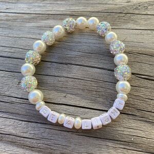 Bracelet with beautiful beads/ glitter “be a light”